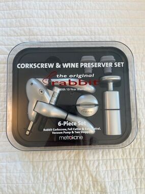 Metrokane Rabbit Silver Corkscrew & Wine Preserver Set - 6 Piece